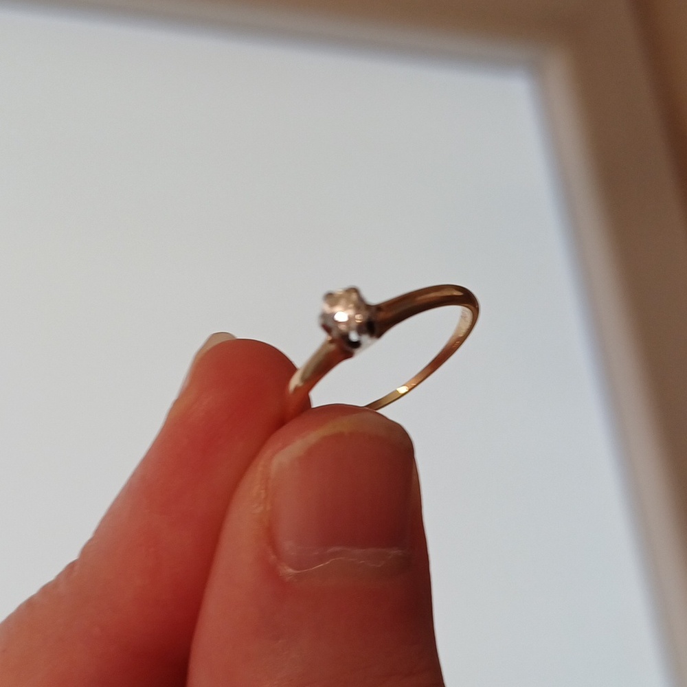 $$$ natural VS2 diamond solitaire ring 0.25 ct size 6 US 14k solid gold certif - Picture 2 of 11